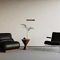 Poliform Interior Design With Two Black Chairs Small Table And Decorative Plant 3d model
