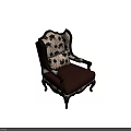 Vintage Upholstered Accent Chair With Floral Pattern Carved Wood Legs And High Back