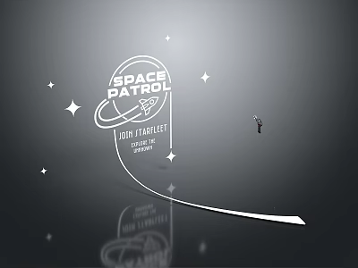 Space Patrol Intergalactic Design With Planetary Logo Stars And Astronaut Figure 3d model