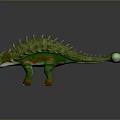 Green Ankylosaurus Like Dinosaur Model with Red Spots Yellow Spikes and White Green Tail Tip