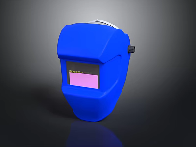 Blue Welding Helmet With Pink Lens And Protective Design For Safety 3d model