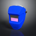 Blue Welding Helmet With Pink Lens And Protective Design For Safety