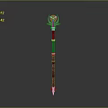 Enchanting Magic Staff With Red Shaft Blue Gemstone And Golden Top Ornament