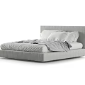 Modern Double Bed with Gray Headboard White Pillows and Soft Cozy Bedding 3d model