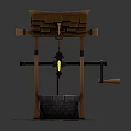 Traditional Garden Ornament Featuring Wooden Roof Stone Well Lantern And Stone Slabs