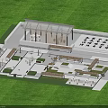 Park Landscape Design Featuring Green Lawns Open Seating Areas And Architectural Structures 3d model