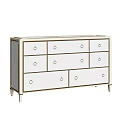 Modern Light Colored Sideboard With Multiple Drawers And Round Metal Knobs 3d model