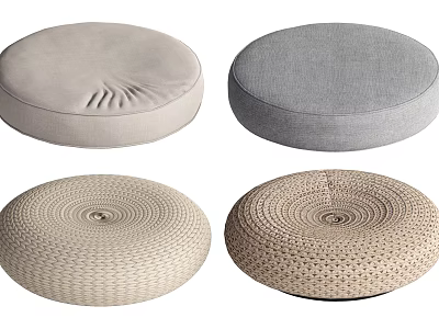 Comfortable Round Home Cushions With Woven And Fabric Textures For Living Room Decor 3d model
