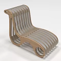 Modern Wooden Lounge Chair With Striped Curved Design And Ergonomic Structure
