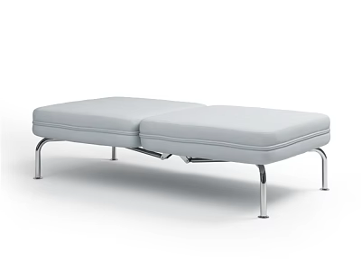 Light Gray Modern Sofa Bench With Metal Legs And Comfortable Cushion 3d model