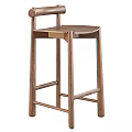 Minimalist Wooden Bar Stool With Modern Design And Sturdy Supportive Backrest 3d model