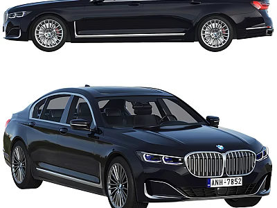 Black BMW Luxury Sedan Front And Side Views 3d model