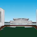 Modern Office Complex Aerial View With Landscaped Areas And Water Features