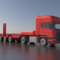 Red Flatbed Utility Truck with Multiple Wheels for Heavy Duty Transport