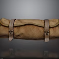 Brown Rolled Leather Bag With Belt Buckle Closure And Classic Design