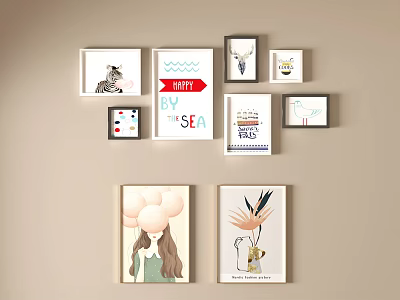 Modern Photo Wall Nordic Photo Wall Decorative Painting Hanging Painting Combination 3d model