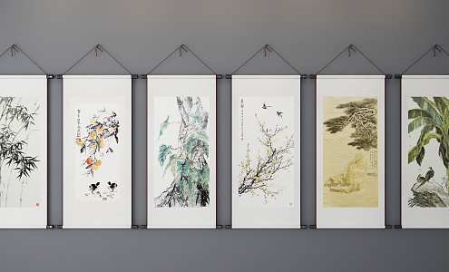 Chinese Plant Painting Hanging Painting Decorative Painting 3d model