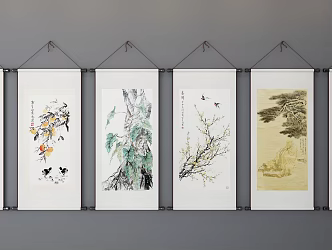 Chinese Plant Painting Hanging Painting Decorative Painting 3d model