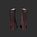 Sleek Black Home Entertainment Speakers With Red Accents And Lighting