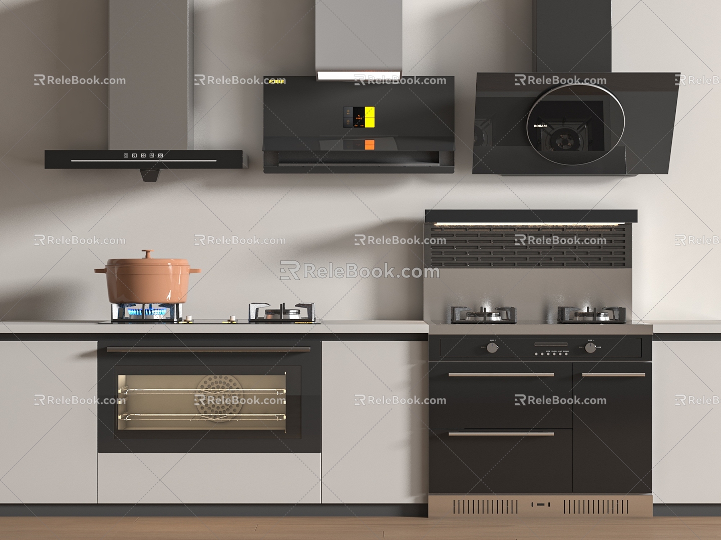 Integrated stove kitchenware 3d model