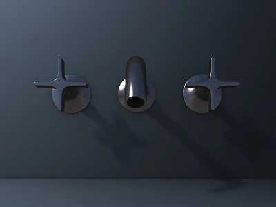 Modern Metal Door Handles With Sleek Design For Home Furniture Set 3d model