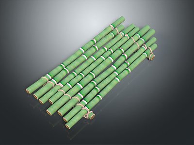 Modern bamboo raft bamboo row small boat 3d model