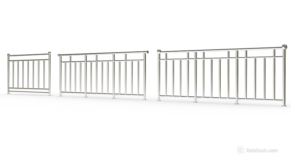 Modern Stainless Steel Railings With Vertical Bars For Safety And Decoration 3d model 