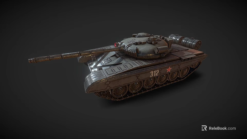 Military Main Battle Tank Featuring Long Gun Barrel Heavy Tracks And Armored Turret 3d model 