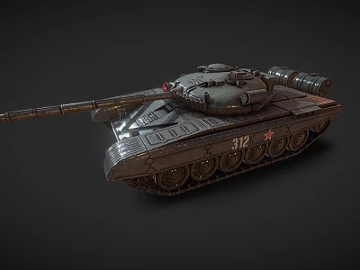Military Main Battle Tank Featuring Long Gun Barrel Heavy Tracks And Armored Turret 3d model