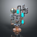 Industrial Style Floor Lamp With Metal Pipe Structure And Blue Glass Bulbs
