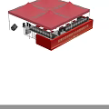 Red Outdoor Canopy Tent With Three Peaked Roofs Exhibition Booth Stalls