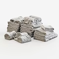 Soft Gray Towels in Different Sizes Stacked Neatly on White Background 3d model