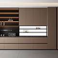 Modern Sideboard Design With LED Lighting Open Shelves Coffee Machine And Decorative Items 3d model
