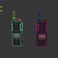 Two Black Walkie Talkies As Electronic Communication Devices With Digital Display And Antennas
