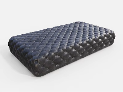 Modern Navy Blue Leather Sofa Bench With Diamond Tufted Design 3d model