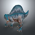 Realistic Spinosaurus Dinosaur with Sailback Blue Gray Skin Open Mouth Sharp Teeth Sharp Claws