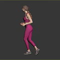 Fit woman in pink sportswear running with energetic and active movement style