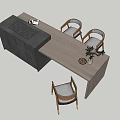 Modern Kitchen Interior Design With Wooden Island Countertop Stove Chairs Cabinets And Decorative Plant