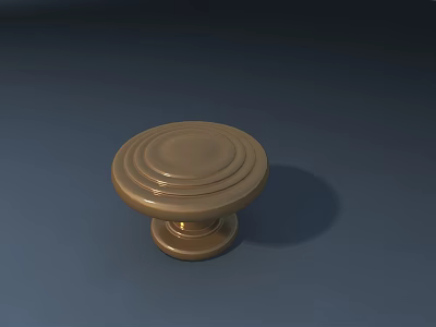 Elegant Modern Dining Table Featuring Gold Round Top With Concentric Patterns On Navy Blue Surface 3d model