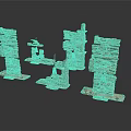 Unique Wooden Stone Decorative Stacked Structures Featuring Bell Accents And Sturdy Base