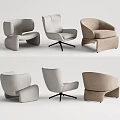 Modern Leisure Chairs With Various Designs Light Gray And Beige Tones Comfortable Upholstery