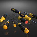 Professional Hardware Tools Including Various Screwdrivers With Different Sizes And Colored Handles 3d model