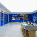 Meng Zhi Lan Liquor Specialty Store with Blue Facade Glass Doors and Display Shelves