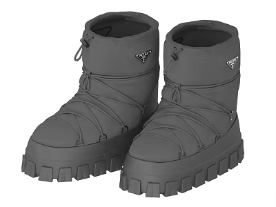 Gray Chunky Sole Lace Up Boots With Stylish Design And Comfortable Fit 3d model