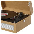 Crosley Record Player With Open Case Black Vinyl Record And Control Knobs