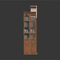Elegant Traditional Wood Bookcase With Multiple Shelves Filled With Books And Cabinet Doors
