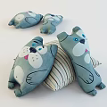 Light Blue Cat Shaped Plush Toys With White Face And Pink Nose Design
