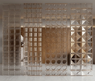 glass partition screen glass partition glass brick glass wall partition 3d model