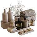 Neutral Toned Daily Wash Essentials With Shampoo Conditioner Towels Soap And Tray