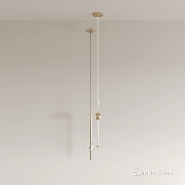 Modern Minimalist Chandelier With Slim Metal Rods And Spherical Bulb For Contemporary Interior Decoration 3d model 